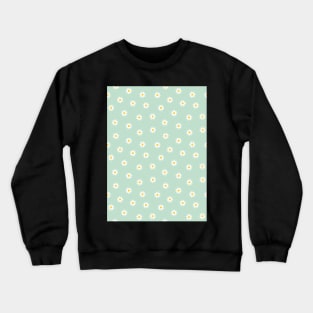 Daisy Flower Pattern, Green Crewneck Sweatshirt